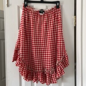 Jean Paul Gautier gingham asymmetric skirt red white